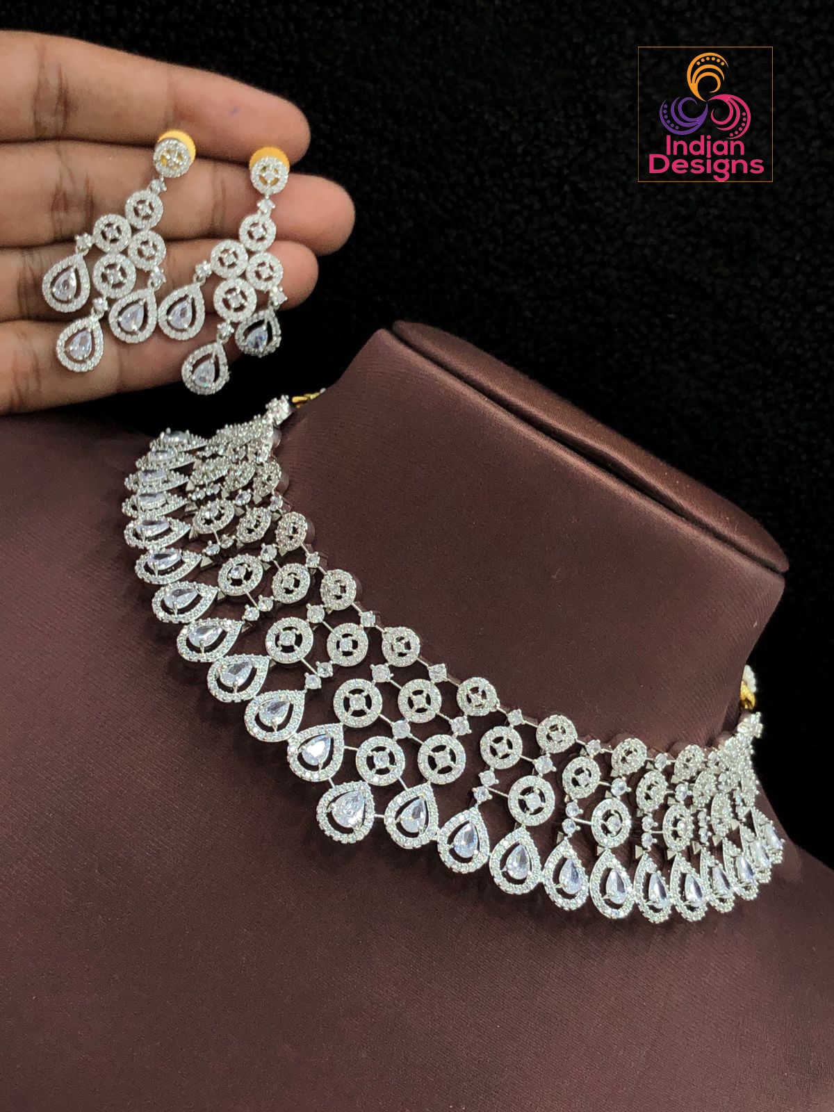 Fine Quality Mehndi Gold Polish Original Kundan With AD Stone Indian Bridal  Choker Necklace Set – alltrend.in